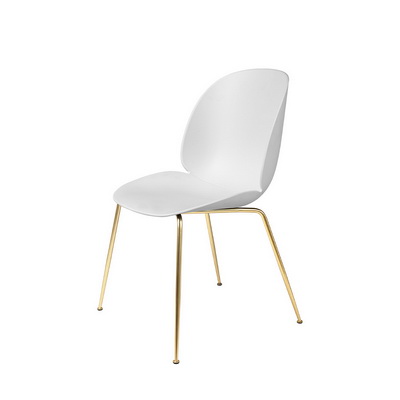 Beetle Unupholstered Brass / White Dining Chair, set of 4