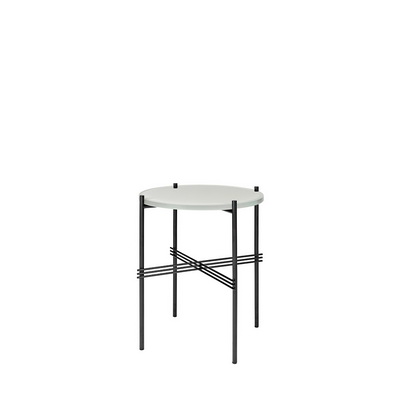 TS Black / Oyster White Glass Side Table