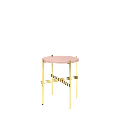 TS Brass / Vintage Red Glass Side Table