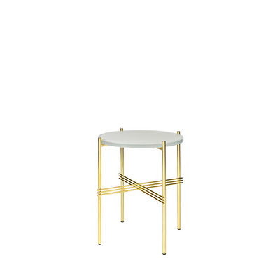 TS Brass / Oyster White Glass Side Table