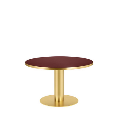 2.0 Ø125 Brass / Cherry Red Glass Dining table