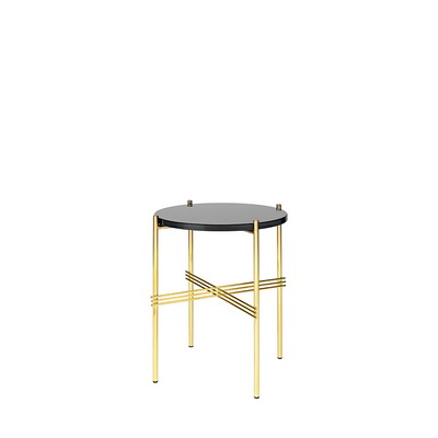 TS Brass / Graphite Black Glass Side Table