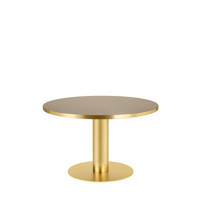 2.0 Ø125 Brass / Safari Beige Glass Dining table