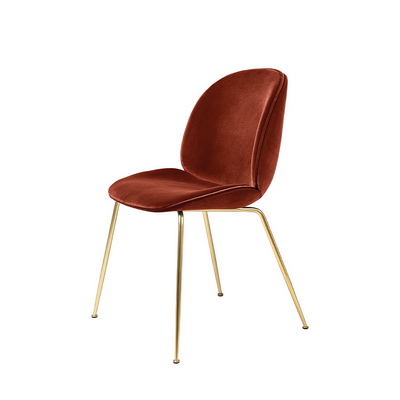 Beetle Fully Upholstered Brass / Dandy Rusty Red Dining Chair