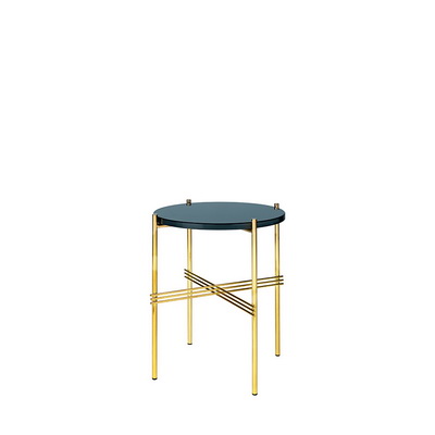 TS Brass / Navy Blue Glass Side Table