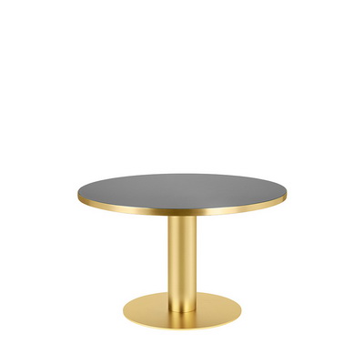 2.0 Ø125 Brass / Granite Grey Glass Dining table