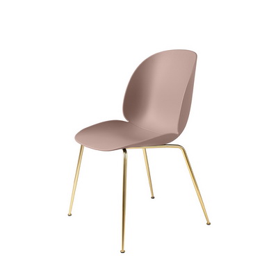 Beetle Unupholstered Brass / Sweet Pink Dining Chair, set of 4