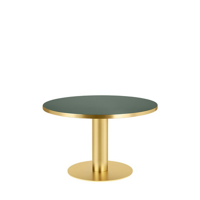 2.0 Ø125 Brass / Bottle Green Glass Dining table