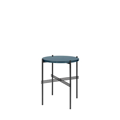 TS Black / Navy Blue Glass Side Table