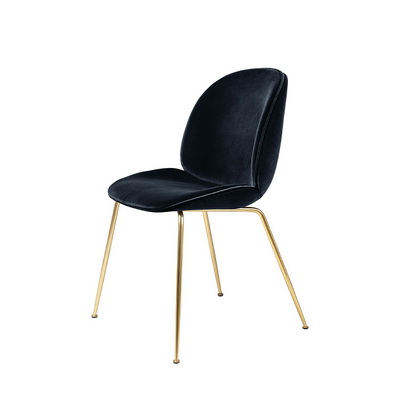 Beetle Fully Upholstered Brass / Velvet Sapphire Blue Dining Chair