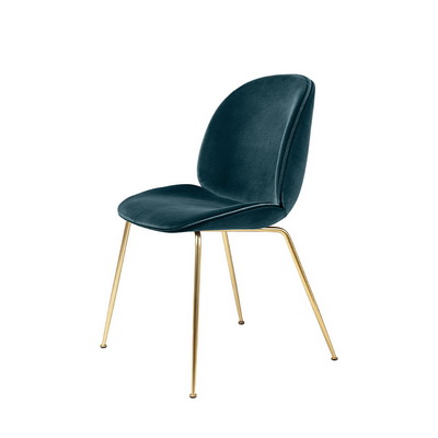 Beetle Fully Upholstered Brass / Dandy Steel Blue Dining Chair