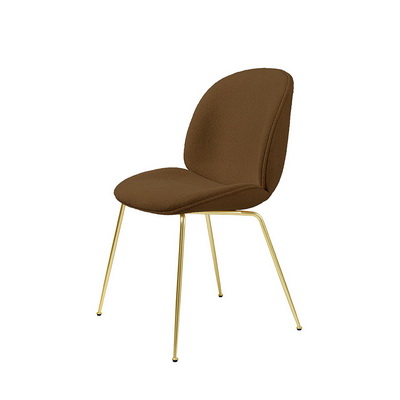 Beetle Fully Upholstered Brass / Bouclé 006 Brown Dining Chair