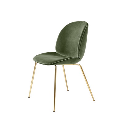 Beetle Fully Upholstered Brass / Dandy Smoky Green Dining Chair