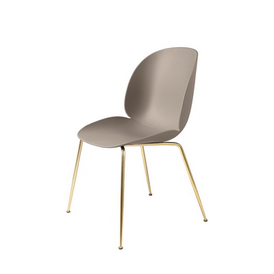 Beetle Unupholstered Brass / New Beige Dining Chair, set of 4