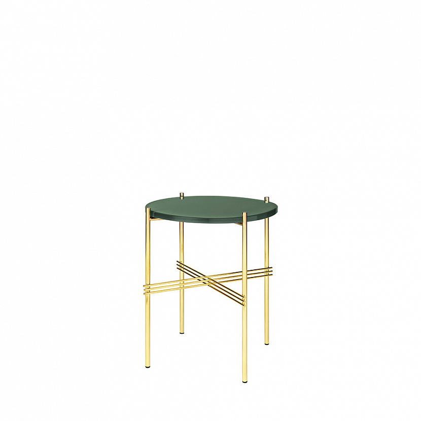 TS Brass / Dusty Green Glass Side Table