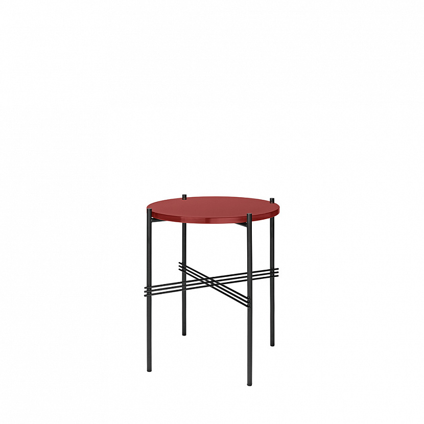 TS Black / Rusty Red Glass Side Table
