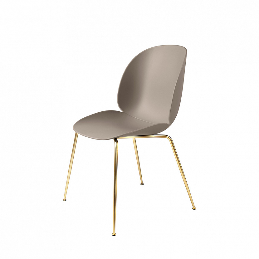 Beetle Unupholstered Brass / New Beige Dining Chair, set of 4