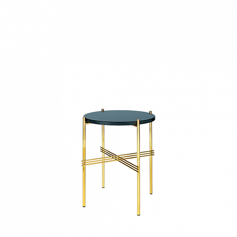 TS Brass / Navy Blue Glass Side Table