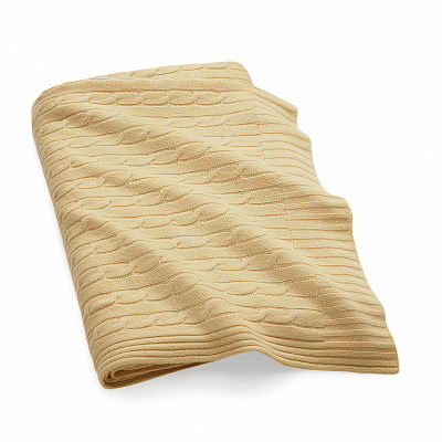 Cable Cashmere Burnished Chamois Throw Blanket