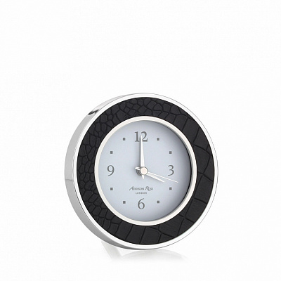 Black Croc Silver Silent Alarm Clock