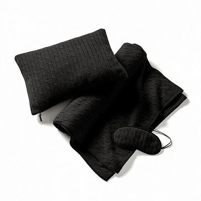 Cable-Knit Cashmere Midnight Black Travel Set