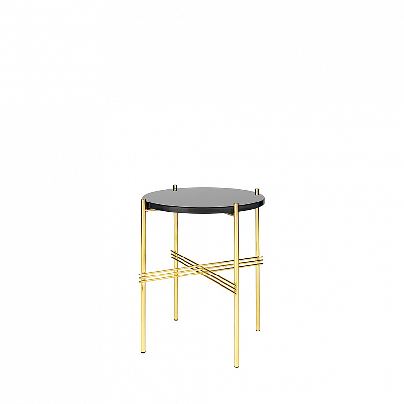 TS Brass / Graphite Black Glass Side Table
