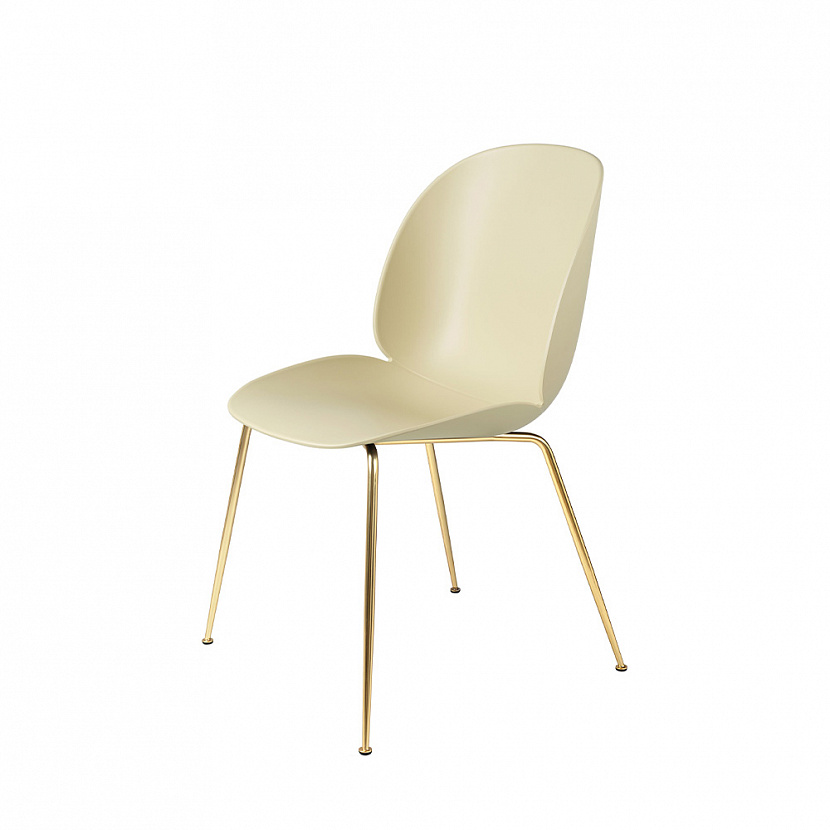 Beetle Unupholstered Brass / Pastel Green Dining Chair, set of 4