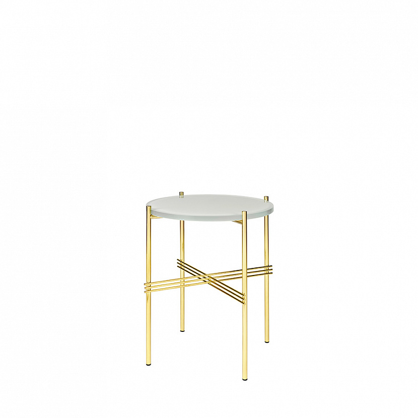 TS Brass / Oyster White Glass Side Table